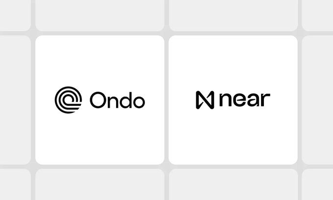 Two logos displayed on white backgrounds: the 'Ondo' logo on the left and the 'Near' logo on the right.