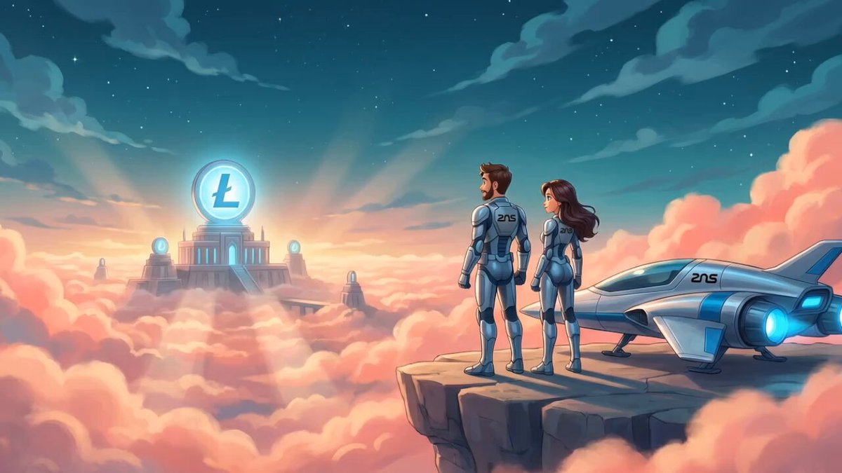 The image features a couple standing on top of a cliff overlooking a city, with an airplane flying overhead. The scene takes place at night under a cloudy sky, creating a dramatic atmosphere. In the background, there are two buildings that appear to be part of a castle-like structure. A large coin is also present in the scene, which could possibly represent a symbol or theme related to the post.