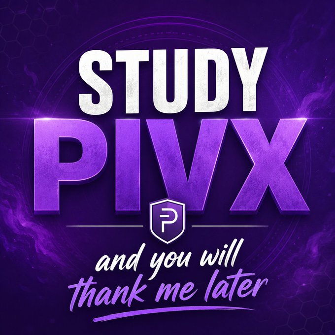 The image features a purple background with white text that reads "Study PIVX" at the top of the frame. Below this, there are two lines of text written in white, which say "and you will thank me later". The rest of the image is filled with purple and white colors, creating an overall purple hue throughout the scene.