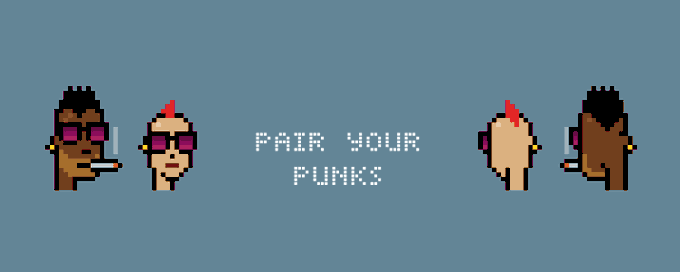 The image features a cartoon-like graphic with three main characters, two men wearing sunglasses and one woman with red hair holding a cigarette. They appear to be talking or interacting with each other against a blue background. Below these characters are four lines of text in white font that read "FAR YOUR PUNKS" and provide an additional piece of information about their Backpunks collection.