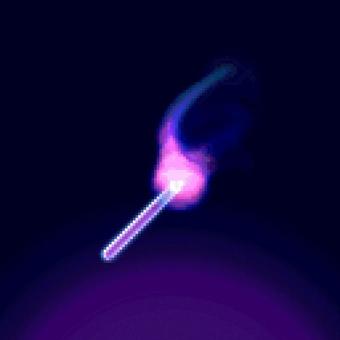 A digital illustration of a glowing pink and purple magic wand or scepter emitting light against a dark background.