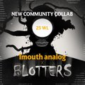 A dark promotional graphic with text reading 'NEW COMMUNITY COLLAB', '23 WL', and '1mouth analog FLOTTERS' set against shadowy background imagery.