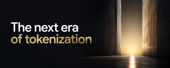 A dark, atmospheric image featuring the text "The next era of tokenization" in white and gold lettering, with a beam of warm golden light illuminating concrete pillars in the background—symbolizing a new dawn for digital asset markets that prioritize liquidity, price discovery, and capital efficiency over mere on-chain ownership.