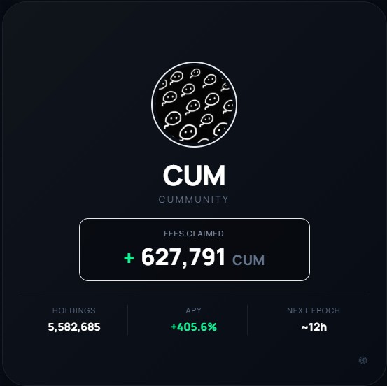 The image depicts a screenshot of an advertisement for Cum, with the title at the top reading "yall sleeping on this i already posted in gc but gotta drop it here too... go check yieldlayer for that ... go check yieldlayer." The key elements include various data items such as the number of shares (6127,971), the next epoch, and a price of 6.27,971 Cum. The advertisement showcases a combination of relevant information about Cum with a visually appealing design.