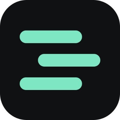 A simple app icon featuring three teal/mint green rounded horizontal bars of varying lengths stacked vertically on a dark gray rounded-square background.