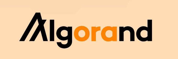 The image displays the Algorand logo, featuring the brand name "Algorand" in bold text with the first "A" stylized as a triangular symbol, set against a peach background. The logo ties into the post about Algorand's quantum resilience roadmap, visually representing the blockchain platform being highlighted for its efforts to implement post-quantum cryptography.
