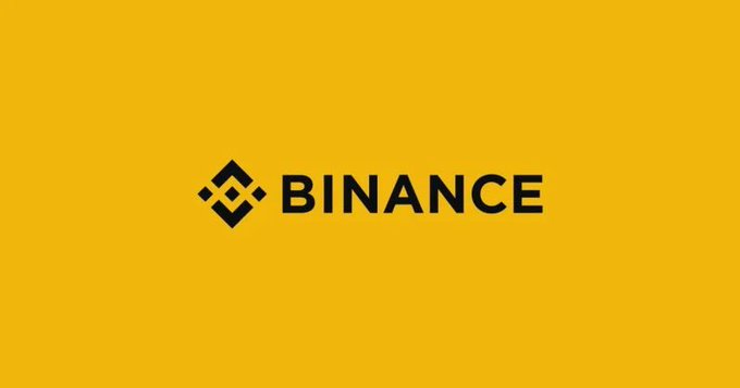 The image displays the Binance logo, featuring a geometric black icon next to the word "BINANCE" in bold black letters on a bright yellow background. It accompanies a post addressing FUD about Binance's MiCA compliance status, with the brand's logo serving as a visual anchor for the cryptocurrency exchange discussion.
