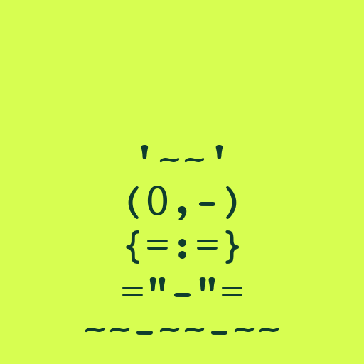 The image features an ASCII art emoticon on a bright yellow-green background, depicting a distressed or sad face with the text "'~_'" "(0,-)" "{=:}" and "=''_''=" "~~~~~" arranged vertically to form a frowning expression. 

The text "'~_'" "(0,-)" "{=:}" appears to spell out an emoticon expressing sadness or frustration, which contrasts humorously with the celebratory "Highest First sale 0.004 ETH ($7.65) Congrats both parties." message—perhaps jokingly conveying the seller's mixed feelings about parting with their NFT.
