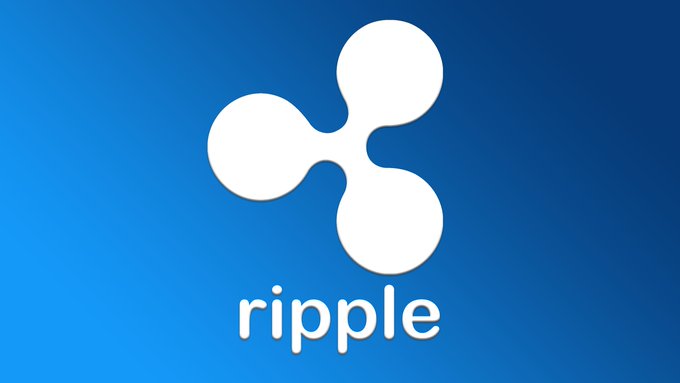 The image displays the Ripple logo—a white three-lobed symbol above the word "ripple"—on a blue gradient background, representing the company behind the XRP Ledger as it advances institutional tokenization features like confidential transfers.