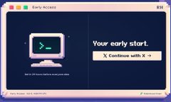A blurry, abstract vertical strip shows a small electronic device with a green light next to text reading "Your daily start" on a navy background.