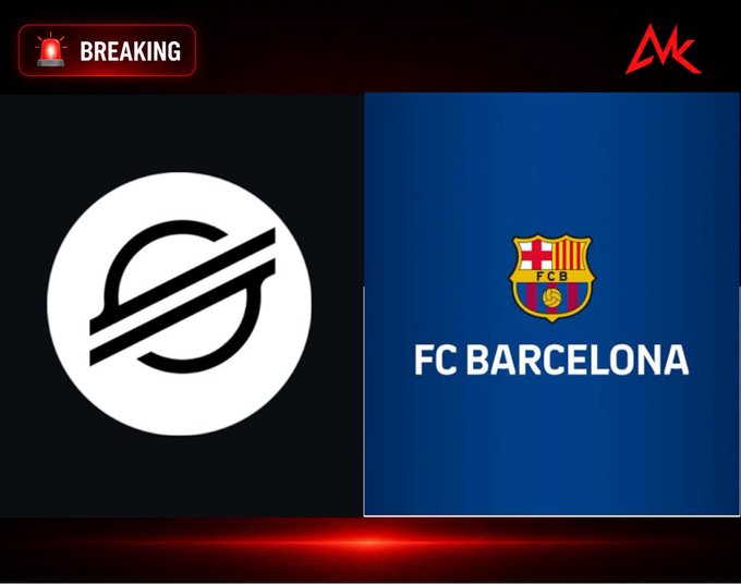 Breaking news graphic showing a partnership announcement between Eclipsemedia (left logo on dark background) and FC Barcelona (right side with team crest on blue background).