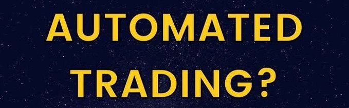 Yellow text on a dark starry background reading 'AUTOMATED TRADING?'.