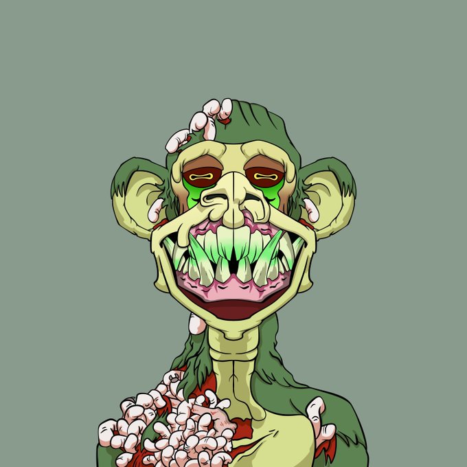 The image features a cartoon character with a face painted green, resembling a monster or a character from a video game. The character has a large mouth filled with teeth, giving them an intimidating appearance. They are wearing a mask that covers their entire face, adding to the eerie atmosphere of the scene. The background is a solid gray color, which contrasts with the vibrant green and purple tones of the character's face and mask.