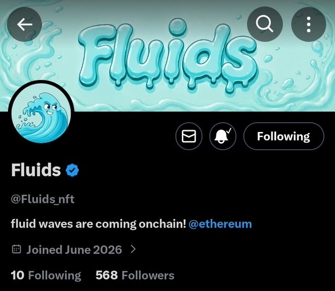The main content of the image, which shows a social media post about fluids, has been edited to include an update from Etherium regarding the upcoming release of fluid waves. The updated post includes a description and a link to the announcement of the upcoming release on Ethereum. The post includes several mentions such as @Fluids nft, following, and a retweet with 10 followers. The focus on what is in the image helps emphasize the main message or headline related to the discussion about fluid waves coming onchain! on @ethereum blockchain.