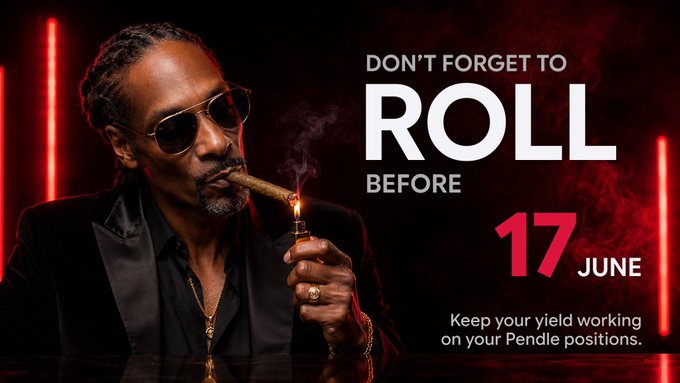 The image features a man wearing sunglasses and holding a cigar while smoking it. The background of the image has red neon lights, which are likely used for advertising purposes. Below this image, there's text that reads "Don't forget to Roll before 17 June". This message is related to the post about the market expiring in June, as indicated by the caption above the image.