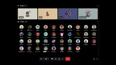 A dark screen shows a collection of small avatar thumbnails arranged in a grid, resembling an NFT marketplace gallery.
