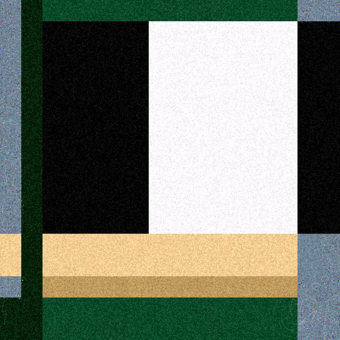 A pixel art piece depicting what appears to be a framed window or doorway, featuring a black upper section, a central white panel, and tan and green blocks at the bottom and edges, rendered in a 16x16 pixel grid.

The image relates to the post as an example of creative pixel art created within a 16x16 frame, showcasing how simple geometric shapes and a limited color palette can compose a recognizable scene in a very small canvas.
