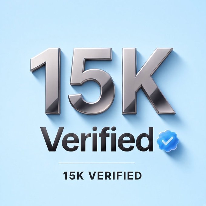 A 3D-rendered graphic on a light blue background displaying '15K Verified' with a blue checkmark badge, and '15K VERIFIED' written below.