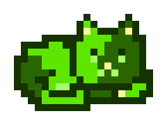 A simple pixel art drawing of a green frog.