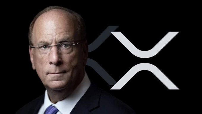 A professional headshot of a serious-looking man in glasses and a suit appears next to the white XRP cryptocurrency logo on a black background.