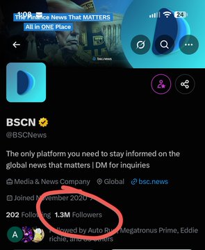 A screenshot of the BSC News Twitter profile showing 202K Following and 1.3M Followers, with the username circled in red. The post suggests that Binance Smart Chain News frequently mentions Terra Classic ($LUNC) recently, hinting at a potential collaboration or ulterior motive.