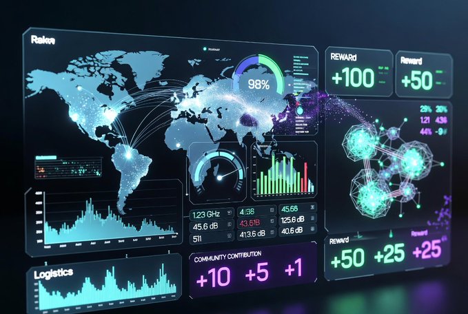 The image shows a computer screen displaying data related to a worldwide quantum computer. The display shows several graphs, including ones for optimization problems and reward systems. The information provided by the computer system could be useful for businesses or individuals interested in real-time insights into global events.
