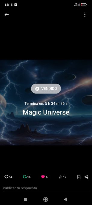 The image shows an advertisement for a music streaming service. The text description of this advertisement reads "GML famo que se trata de la magia universe. Terminador 5 34 s." This means that the artist or song is related to Magic Universe, which is likely a popular and well-known band. It's important to note that not all information from an advertisement is always accurate. The main focus should be on the product being advertised, rather than its connection to other unrelated topics like Magic Universe.