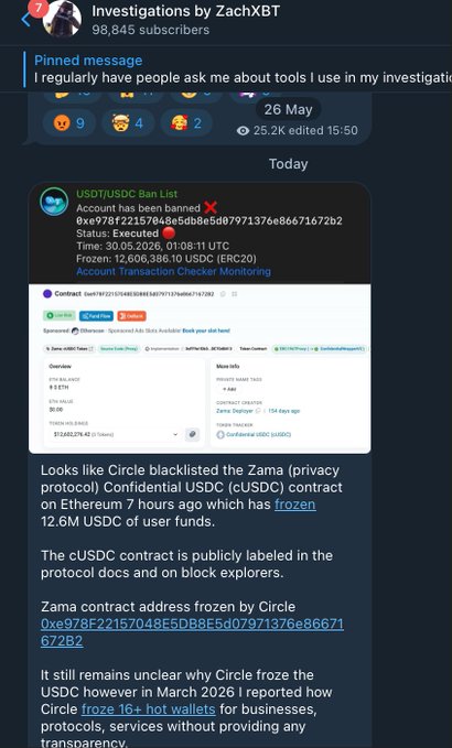 "This situation is a bit of a mixed bag of love and hate. It's just like the DeFi hacks—on one hand, you want decentralization to avoid KYC and AML, and on the other, you hope there'S a centralized entity to step in and handle things if funds get stolen. That's its own kind of". The image is an advertisement that promotes an investigation into a person named "Zama", which could be related to an investment in cryptocurrencies like Bitcoin or Ethereum. The message includes a mix of positive and negative feelings, with the positive words emphasizing the potential benefits while the negative words cautioning against potential risks and drawbacks.