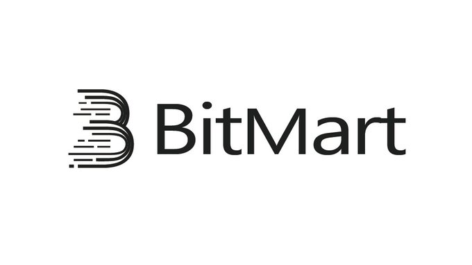 The black and white logo for "BitMart," a cryptocurrency exchange, featuring a stylized 'B' with motion lines suggesting speed.