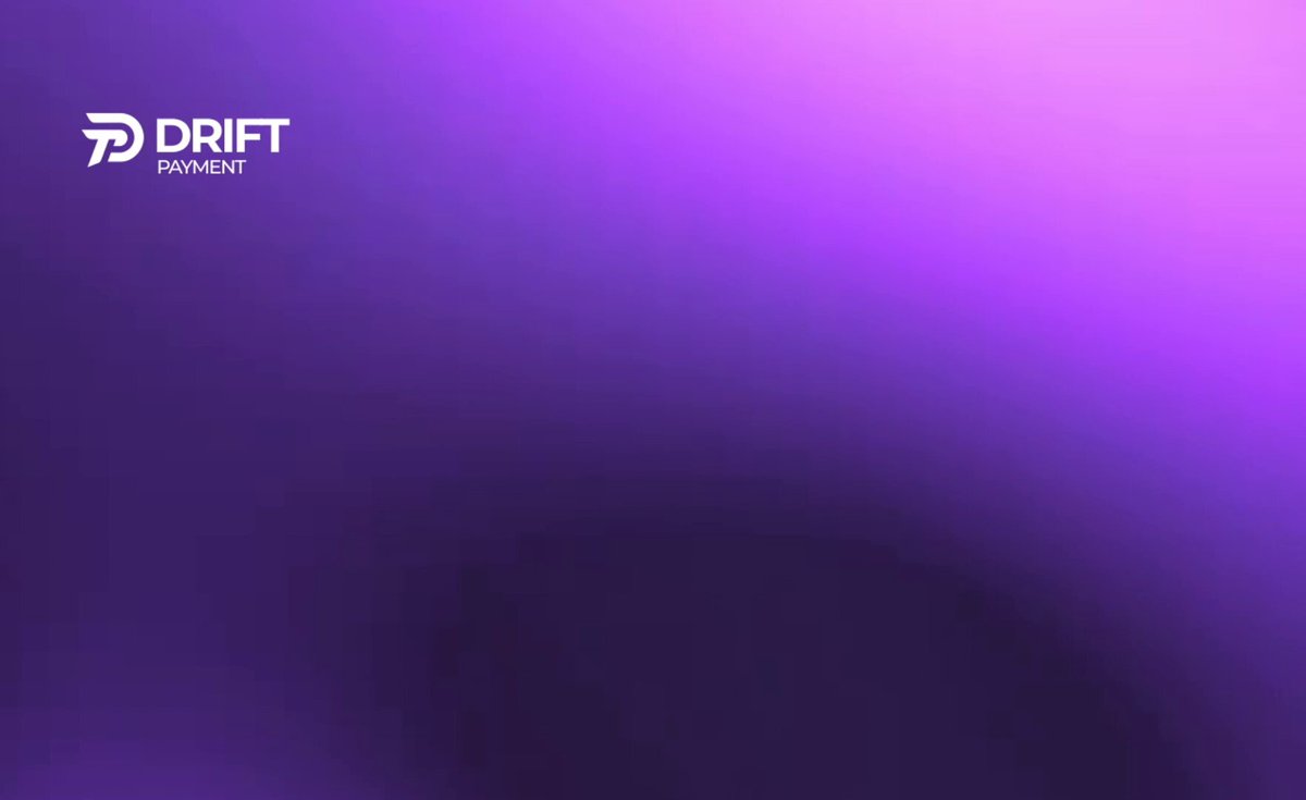 The image features a purple background with white text that reads " Drift payments". The text is positioned centrally, making it easy to read from any angle or distance. The overall layout of the image suggests that it might be related to a payment system or service, possibly focusing on cryptocurrency or digital currency transactions.