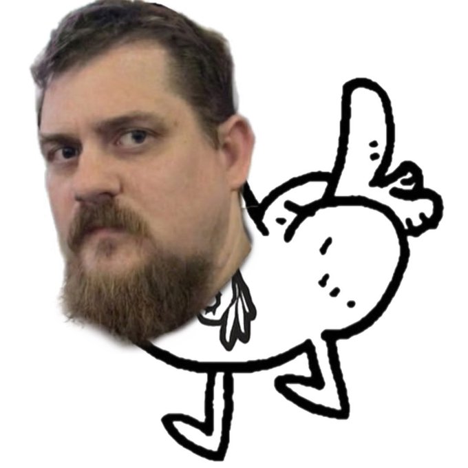 A bearded man's face is superimposed onto a cartoonish, hand-drawn thumbs-up character, with the man appearing as a floating head with the illustrated figure's arms and legs giving an enthusiastic thumbs-up below. The image pairs with the post's celebratory tone, visually representing the approving, enthusiastic spirit of the BIP110 meme community during the bear market "cyberpunk summer."