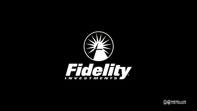 The Fidelity Investments logo is prominently displayed in white on a black background, with the accompanying text highlighting Fidelity's $5 trillion in assets under management and 40 million customers as bullish catalysts for Ethereum staking via their ETF.