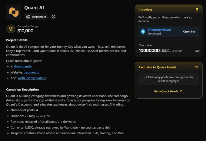 A post on a website about an upcoming campaign has information about its budget of $10,000. The post includes text descriptions such as "Campaign Description" and "Developer", which describe the purpose of the project. It also indicates that the developer is interested in receiving payment for their work. The image focuses solely on this post without any other visible details or context from the surrounding content.
