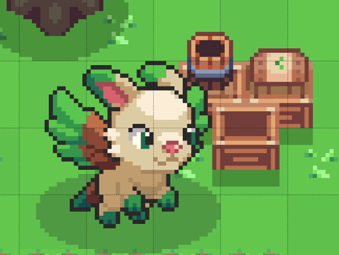 A pixel art illustration features an adorable cream-colored creature with green leaf accents and pink details standing beside wooden barrels on a grassy field. The image ties into the Yakkamon promotion by showcasing one of the game's newly revealed Legendary Monsters, available to players who pre-register and complete quests at yakkamon.com.
