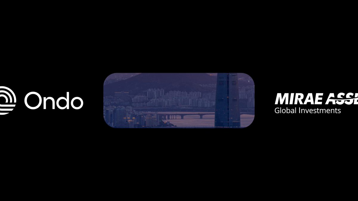 The image features a logo for an asset management company called Ondo Global Markets. The company has recently launched a tokenization project, which means they are creating digital tokens that can be used as a form of investment or ownership in their fund. This is not an option anymore; it's becoming the new norm in the financial world. The image also includes text that reads "Tokenization is no longer optional. South Korea' s largest asset manager, Mirae Asset, is tokenizing its Global X ETF lineup through Ondo Global Markets."