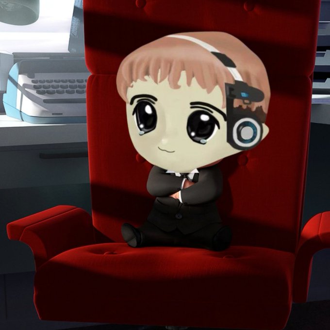 A small cartoon character with a robotic eye and headset sits cross-legged on a large red chair in front of a typewriter, evoking a determined "hacker" vibe. The image playfully illustrates the post's call to "print diabolically this week" while promoting the final day to pre-register for the $LNRA token sale at sale.linera.net.