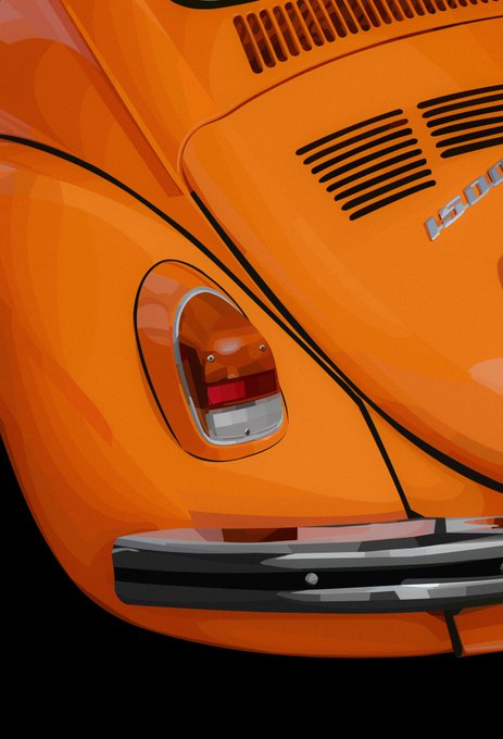 A stylized vector illustration of the rear of an orange Fiat 500, showing the taillight and '500' badge on the back panel.