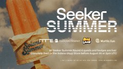 Promotional graphic for 'Seeker SUMMER' event featuring MNTGE, Abstract, Solana, and Mavis Beer, with Shimmer Popsicles.