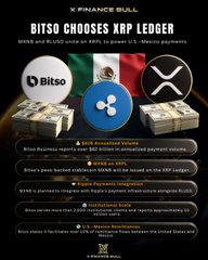 The image features a poster with three different coins displayed on it - Bitcoin, Ripple, and Litecoin. The poster also includes text discussing the recent announcement by Bitso that they have chosen to invest in Ripple instead of Bitcoin. This decision was made based on their analysis of the market trends and potential returns from each coin.