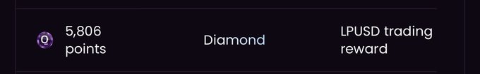 A digital rewards display showing 5,806 points, a Diamond tier badge, and an LPUSD trading reward.