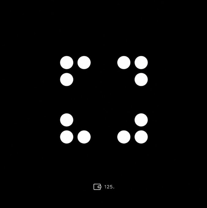 The image features a square set of four white circles positioned in a square pattern with a black background. The squares are filled with tiny white dots, creating a visually striking contrast between the two colors - black and white. A text overlay in the bottom left corner reads "Locked Just submitted my waitlist for @TalonProtocol Privacyfirst token launches on January 25."