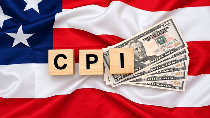 Wooden letter blocks spelling 'CPI' alongside a fan of US $50 bills, set against a backdrop of an American flag.