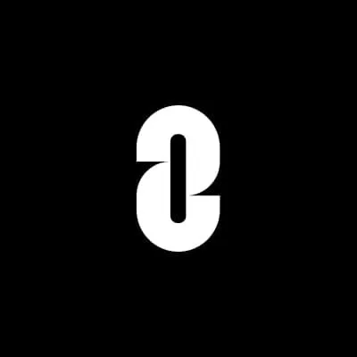 A bold white stylized "0" logo (or modified letter resembling a mirrored "e") on a solid black background, serving as a minimalist visual identity tied to the ATLAS/Zero announcement from @LayerZero_Core.