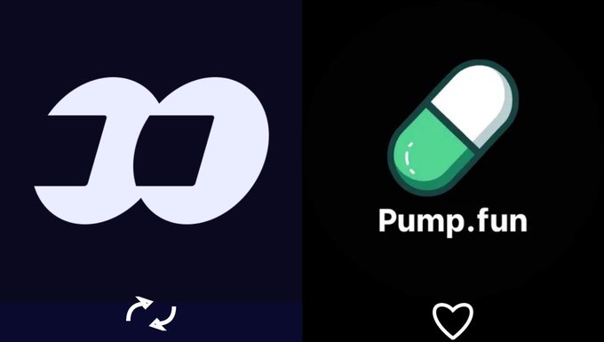 The image shows a split graphic with the dark blue FOMO logo on the left and the green Pill mascot of Pump.fun on the right, visually representing the two competing memecoin launch platforms mentioned in the post. The caption reflects the user's poll, asking followers to "Like" for Pump.fun and "Repost" for FOMO.