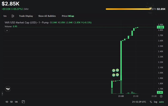 The image shows a stock chart with a green line that has been decreasing over time, indicating a downward trend for the stock. The caption above the image reads "VAR never makes the wrong call," which could be interpreted as an optimistic statement about the stock's performance or a reference to the value-weighted average return (VWAR) strategy used by the fund manager.
