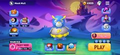 A screenshot of a mobile game titled 'Mecha Mail' shows a robot character in a landscape with various menu buttons and icons for upgrades.
