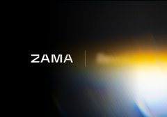 The Zama logo appears on a dark background with a bright lens flare effect. The post announces that Zama will launch a Learn & Earn campaign on Revolut, with the $ZAMA token now available to the platform's 70 million users.