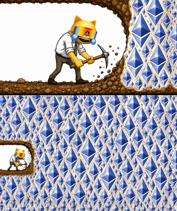 A 2D side-scrolling video game scene featuring a crying cat character with rainbow sunglasses mining dirt blocks against a backdrop of blue diamond tiles.