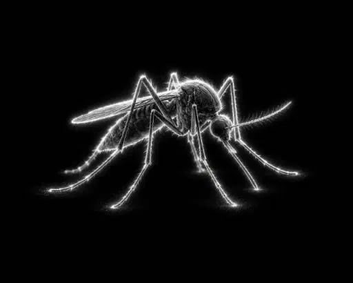 A neon-edged 3D render of a mosquito glows against a black background, visually evoking the "pump"-and-dump trading energy referenced in the post's token contract (ending in "pump"). The bug imagery metaphorically underscores the post's promise to "support chart with dev buys" and propel the token as a "runner."
