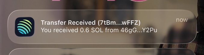A mobile notification reads "Transfer Received (7tBm…wFFZ) — You received 0.6 SOL from 46gG…Y2Pu," illustrating the context of the post by showing the small 0.6 SOL tip the user is referring to.